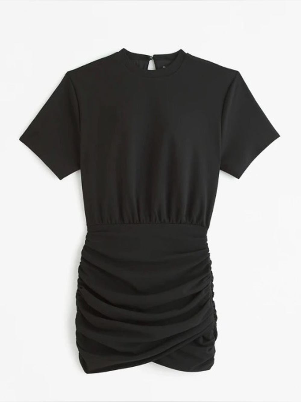 NWT Abercrombie Black Ruched Mini Dress Size M Short Sleeve Bodycon